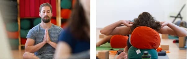 Meditation und Hatha Yoga mit Hilfsmitteln bei der Yogalehrer Ausbildung